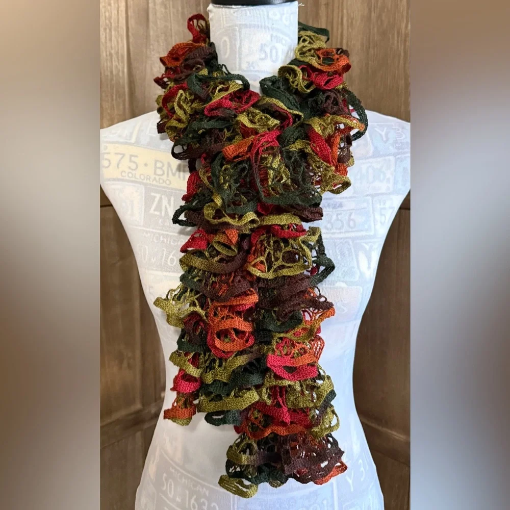 Multicolor Ruffled Knit Scarf